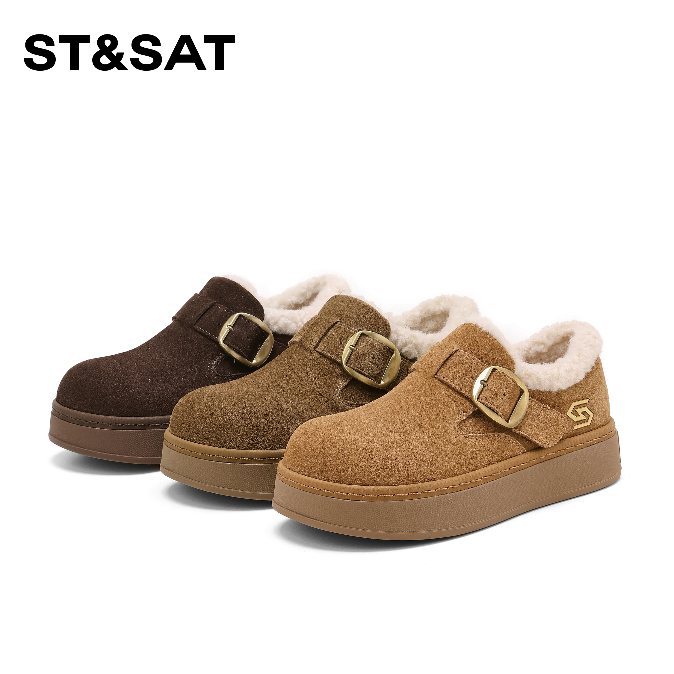 【秋冬臻品】星期六时尚百搭舒适休闲鞋2026新款保暖加绒勃肯鞋厚底