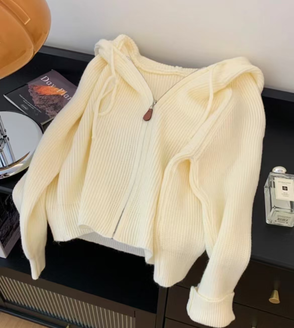 新款时尚连帽针织衫（树-林散=粉富力用）