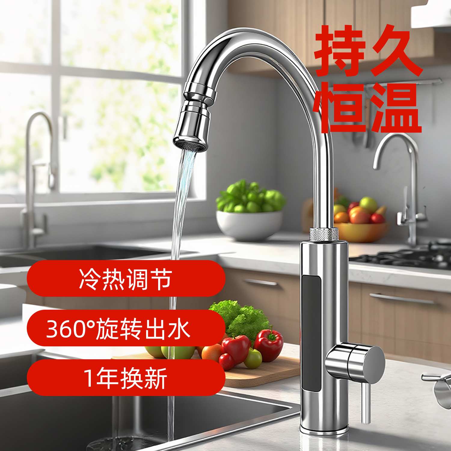 热水狗不锈钢即热式电热水龙头速热小型两用过水热家用厨房卫生间