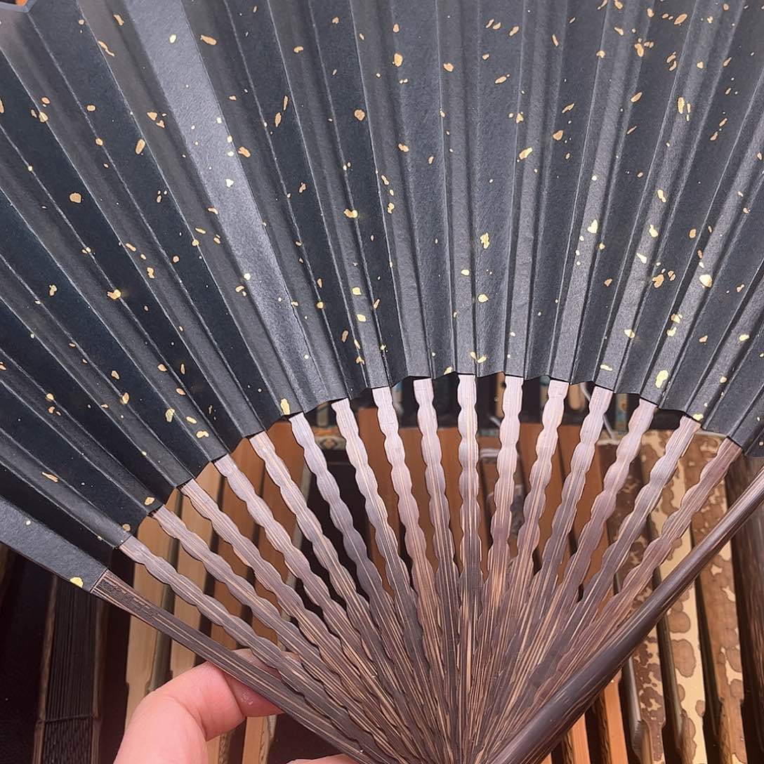扇子全棕龙鳞小黑撒