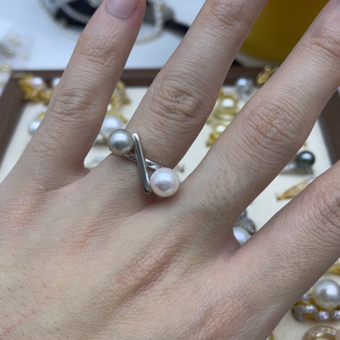银S925镶嵌海水珍珠戒指