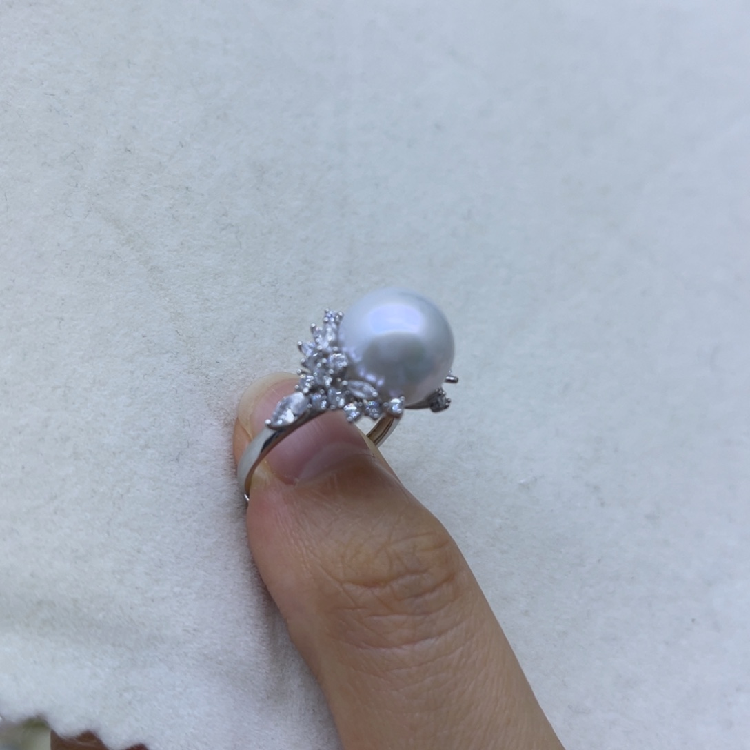 戒指银S925镶嵌淡水珍珠