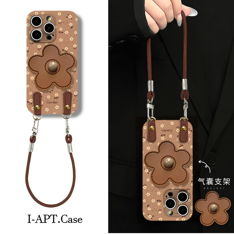 棕底满屏小花朵菲林软壳适用iPhone苹果手机壳华为oppo小米vivo