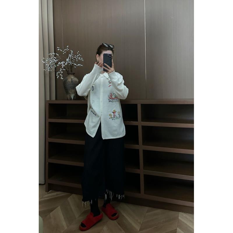 2025新款秋季针织polo刺绣百搭女士上衣显瘦长袖休闲