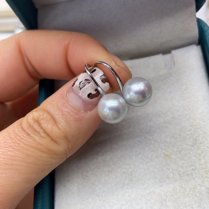 海水珍珠耳饰银S925镶嵌