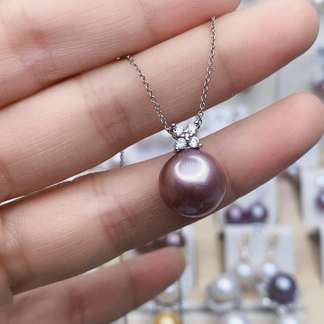 淡水珍珠银S925镶嵌颈饰