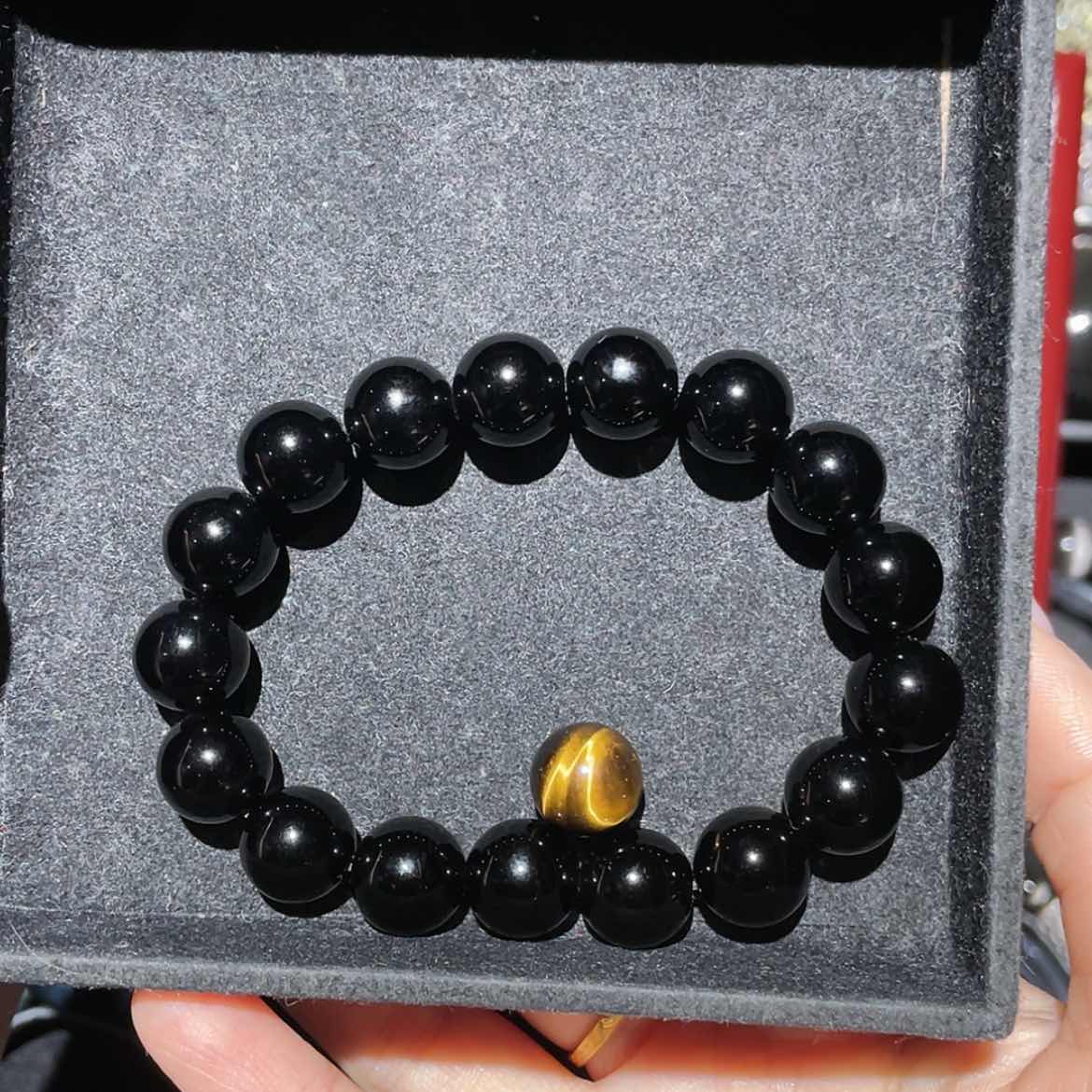 【闪购商品】未镶嵌黑曜岩手链晚**啦