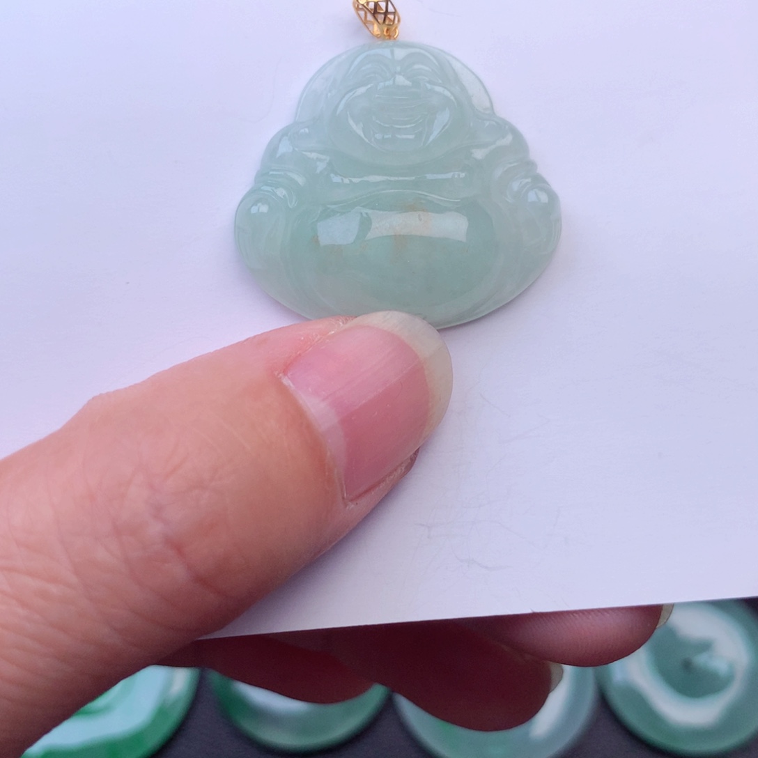 翡翠吊坠(不含链)18K金镶嵌