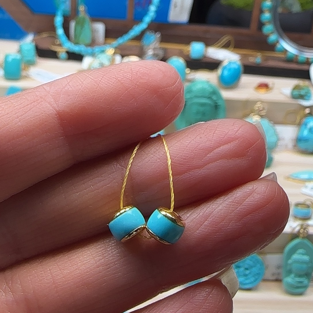 绿松石18K金镶嵌吊坠(不含链)