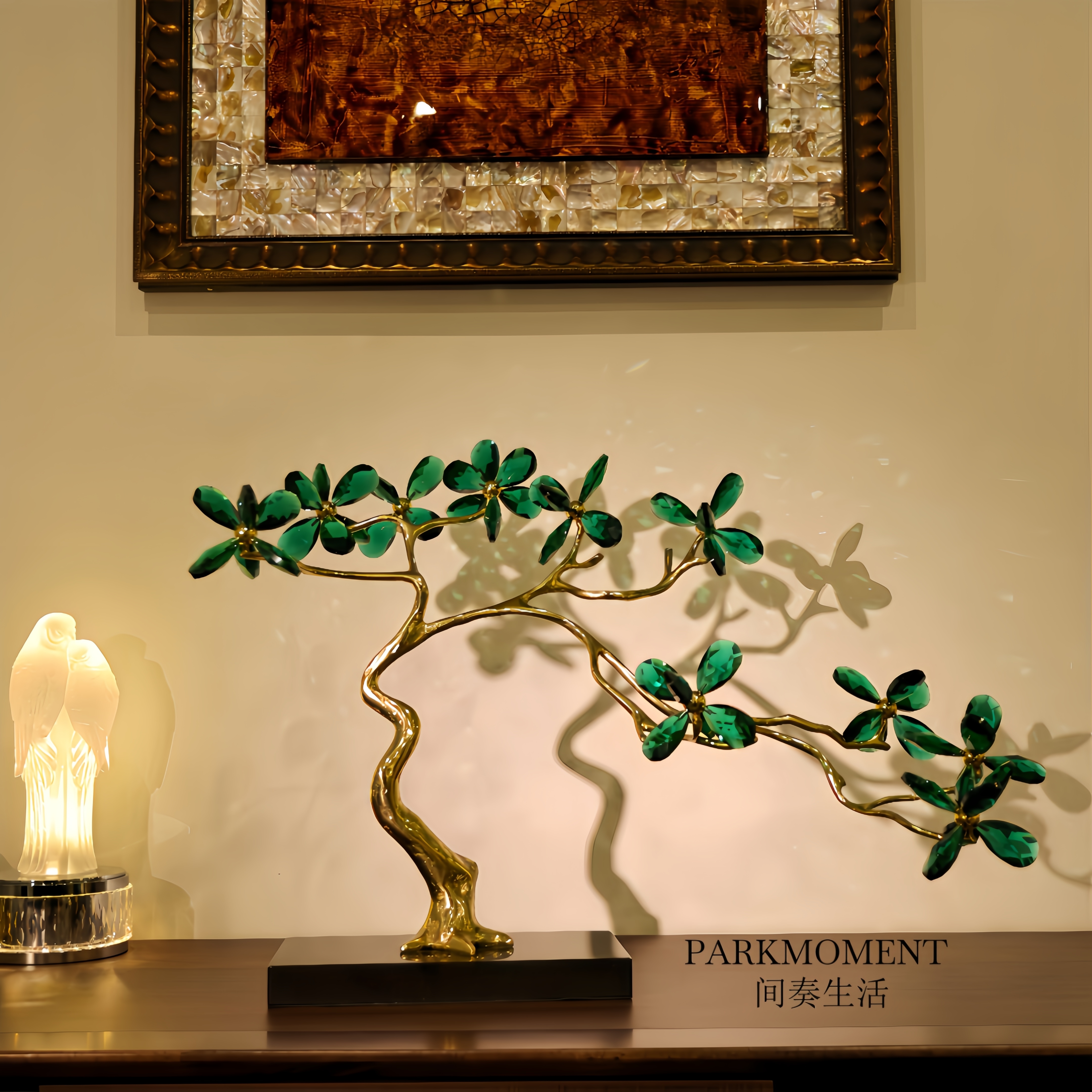 新款黄铜紫水晶树摆件客厅玄关电视柜装饰品乔迁新居开业送礼品