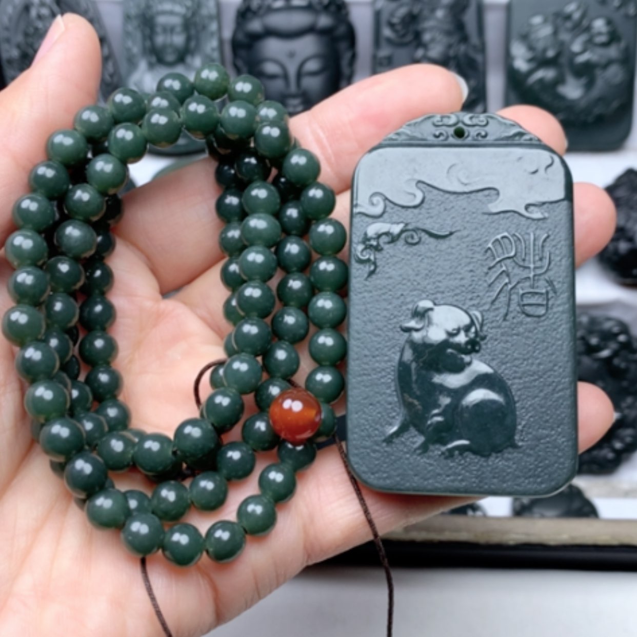 【闪购商品】和田玉颈饰未镶嵌顾*双面雕刻