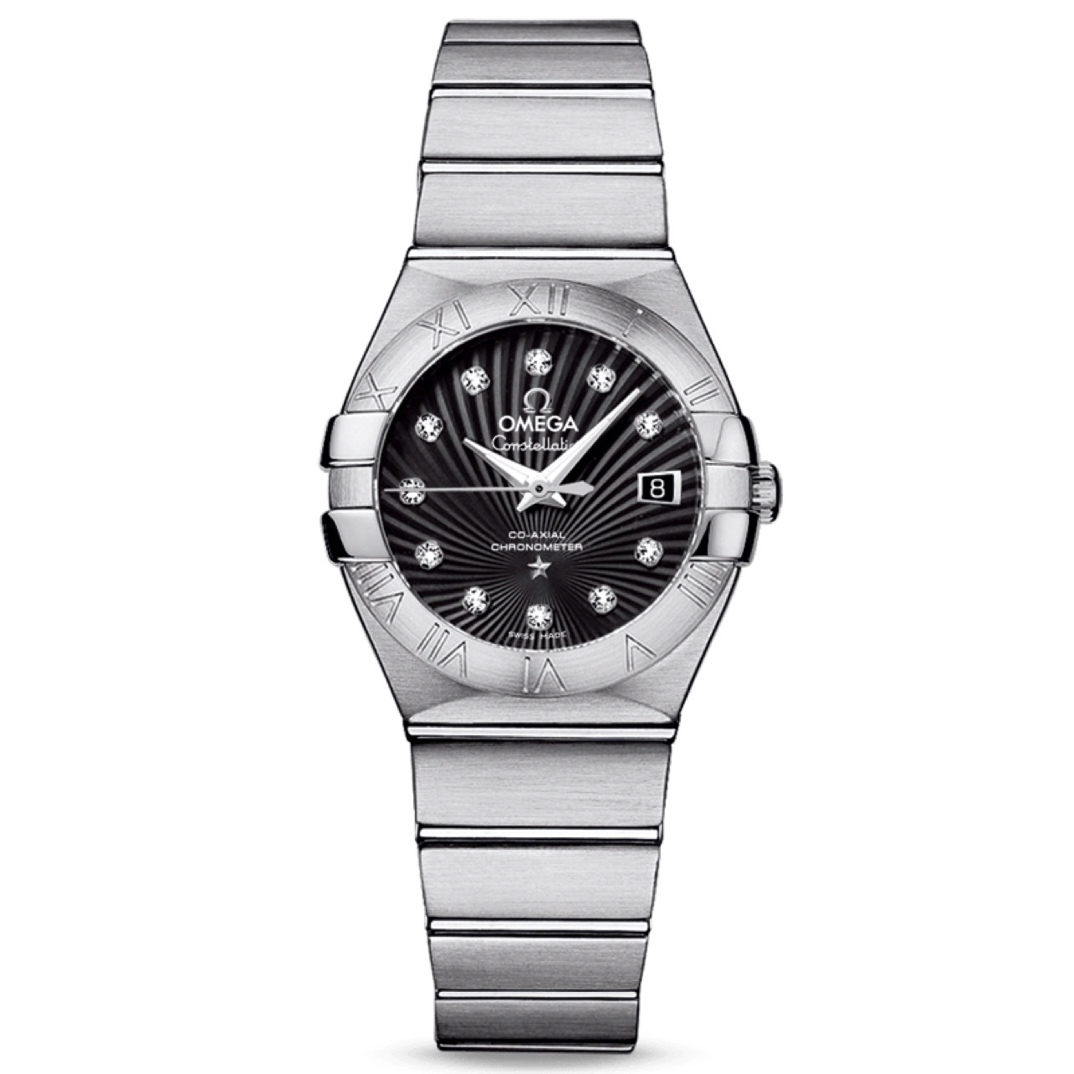 99新 Omega/欧米茄 星座系列/全套有卡/27mm/黑螺旋纹盘钻刻/机械