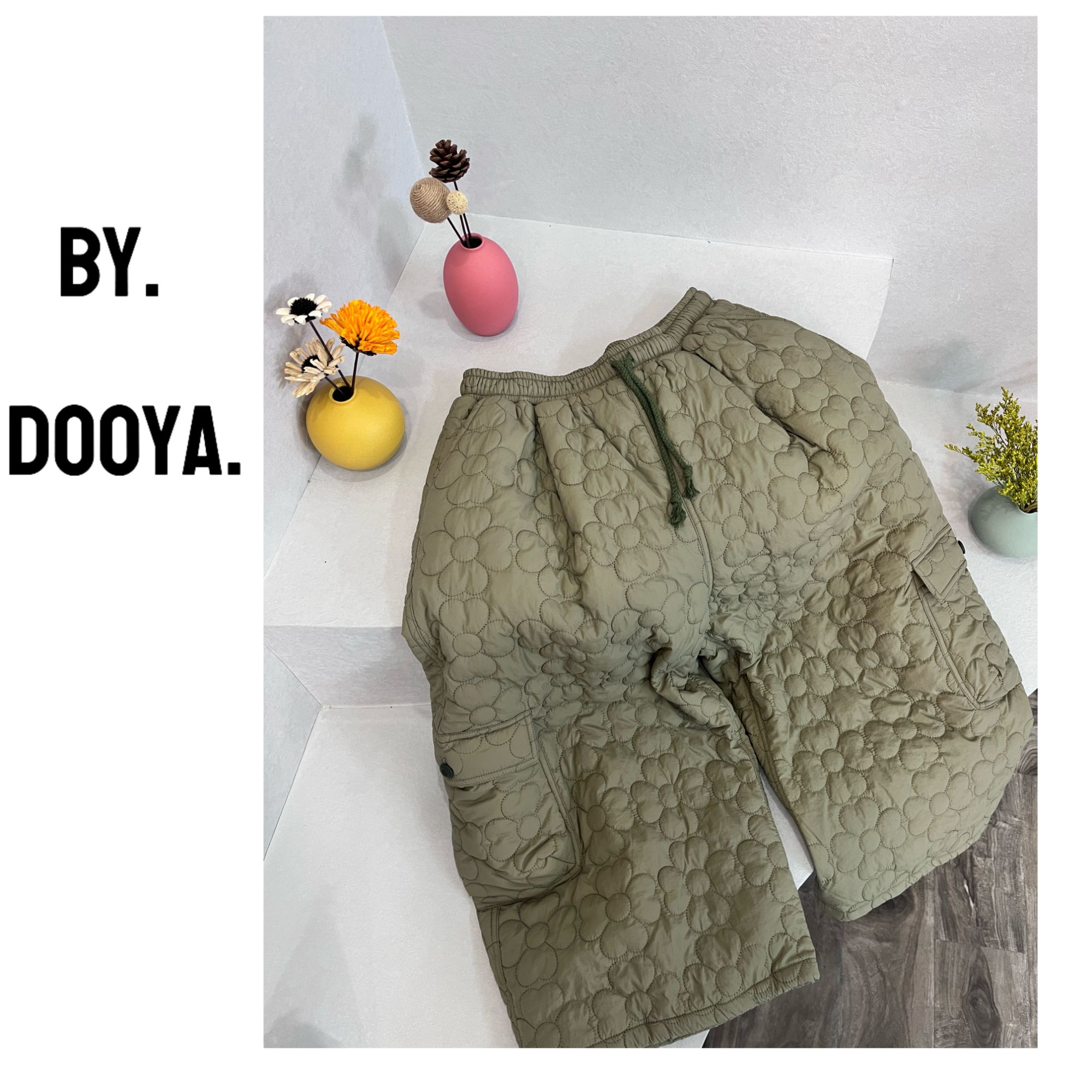 DOOYA 101606 小花绿色厚休闲裤