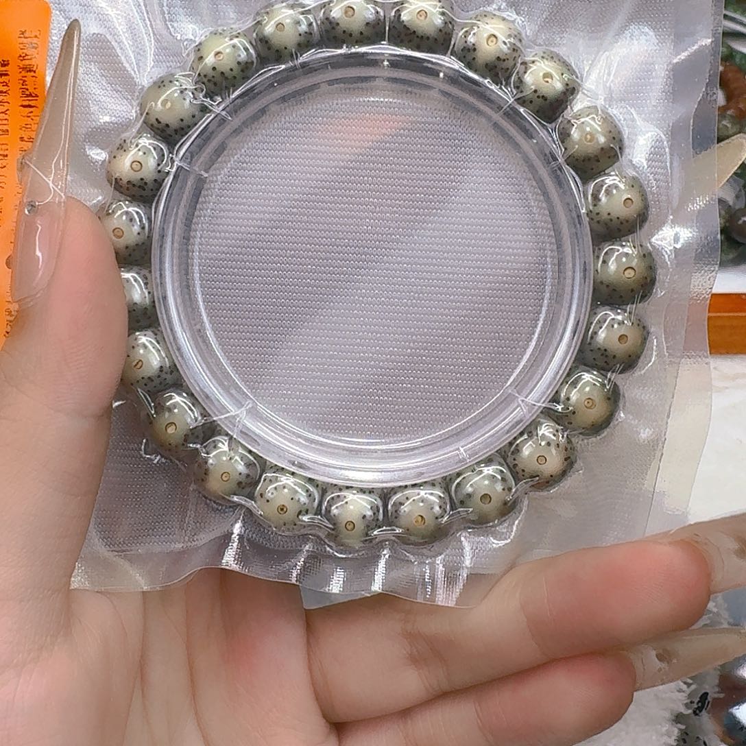 星月菩提手串94长老卡姿兰黑灰星月菩提10桶单圈