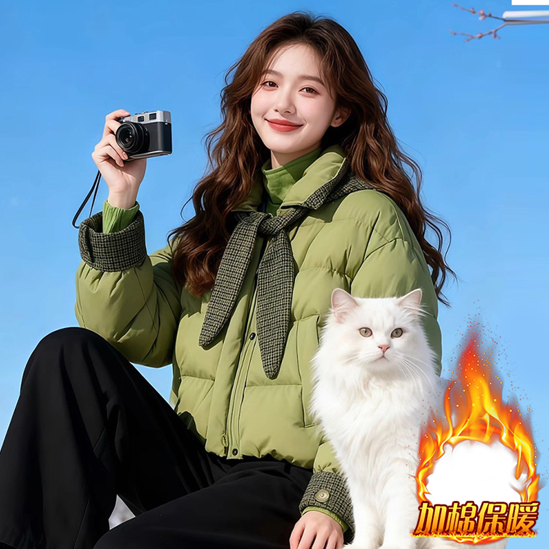 小个子加厚连帽棉服外套女2025年冬季新款洋气显瘦百搭保暖棉衣潮