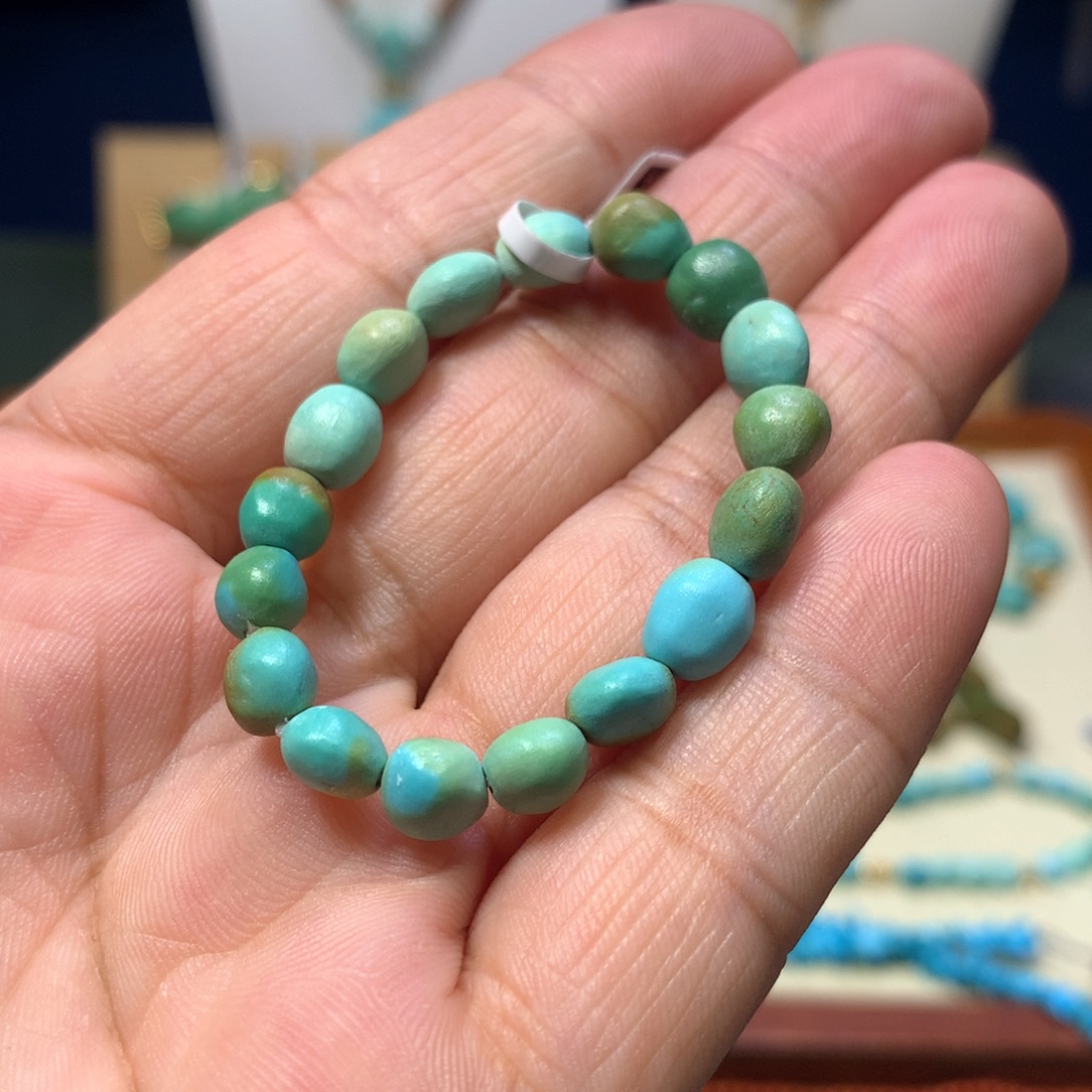 未镶嵌绿松石糖豆半成品6mm