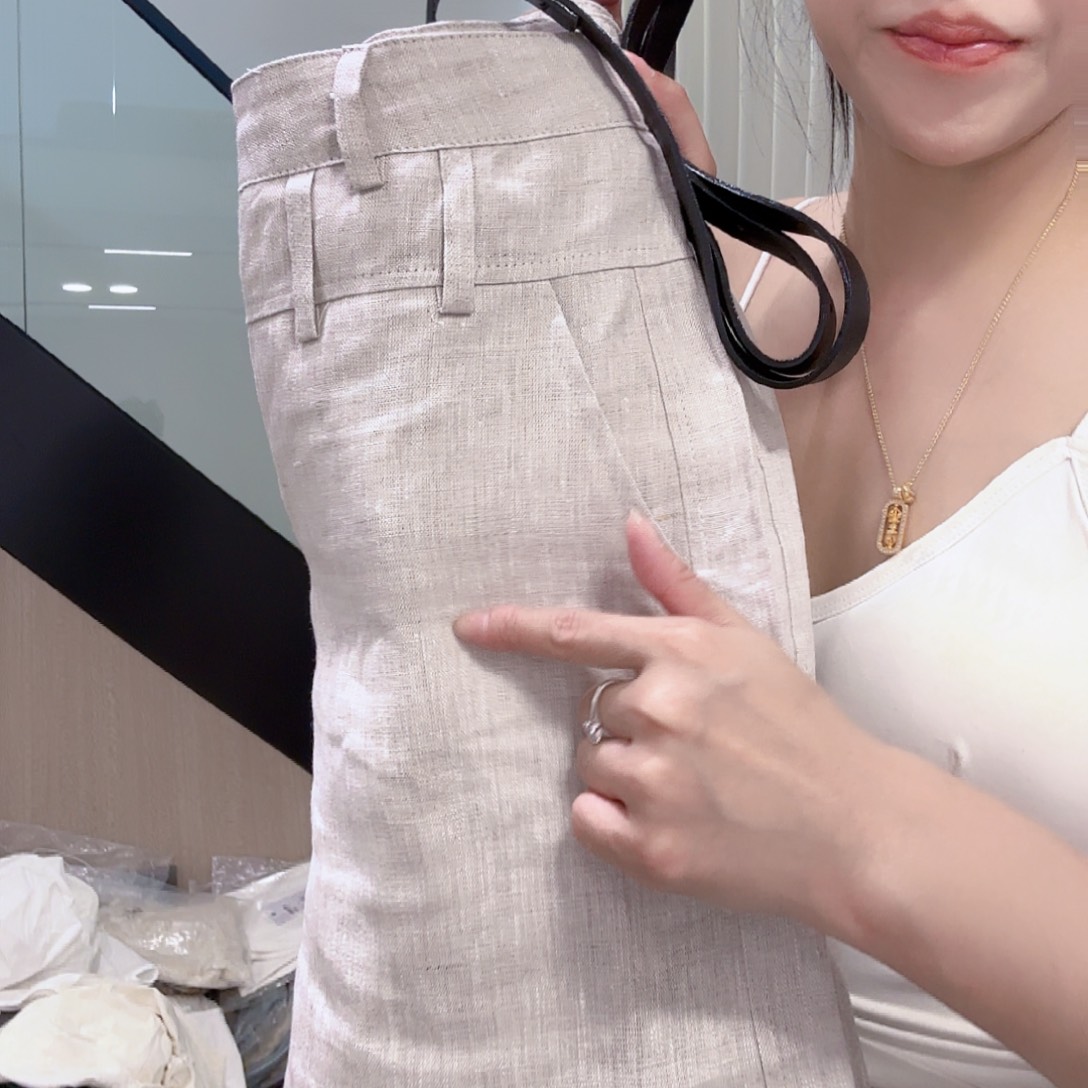 125斤亚麻本色九分裤子