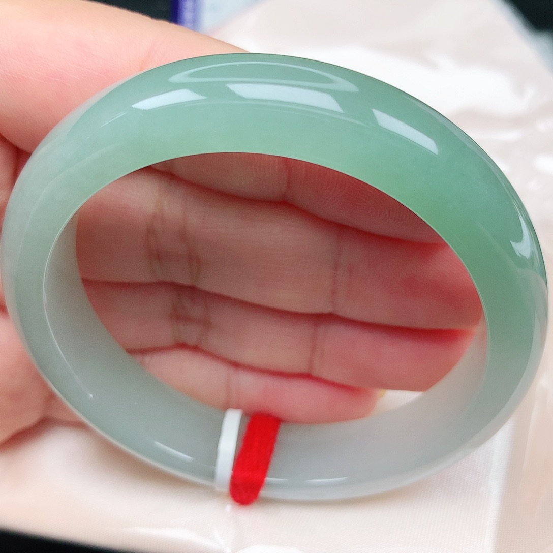 未镶嵌手镯翡翠27冰胶绿半山水