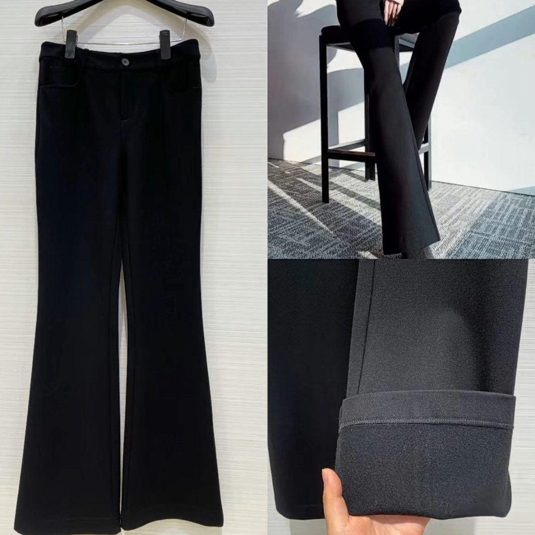 玛丝恩迪秋冬加绒高腰显瘦百搭微喇裤女裤