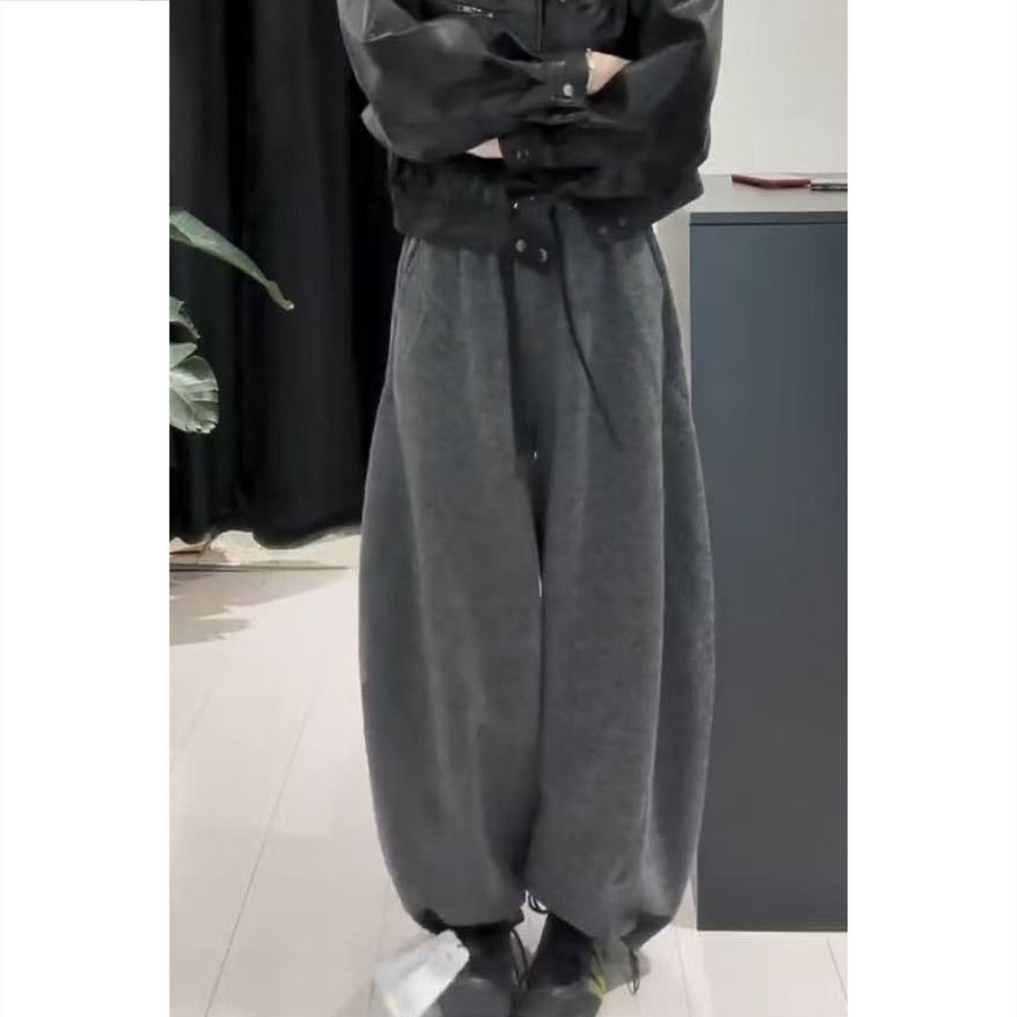 艾塔莉百搭慵懒风阔腿秋冬新款韩版网红气质ins束脚裤显瘦休闲裤