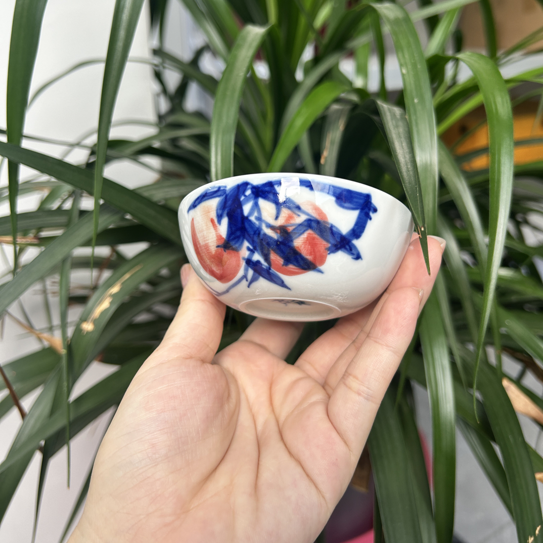 别家没有高温安全釉下青花公鸡图普洱单杯容量约80ml