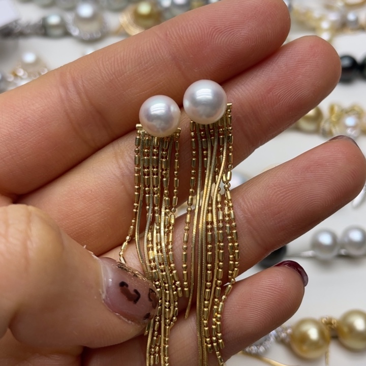 海水珍珠耳饰银S925镶嵌