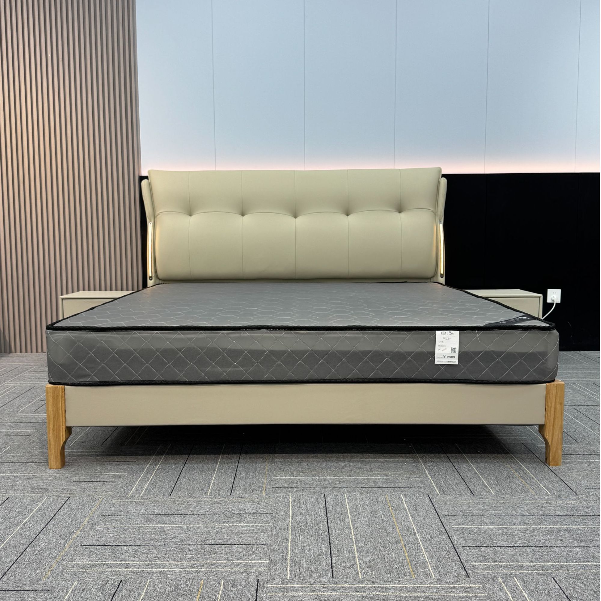 轻奢榫卯实木床免洗主卧婚床现代意式皮床儿童床简约大床