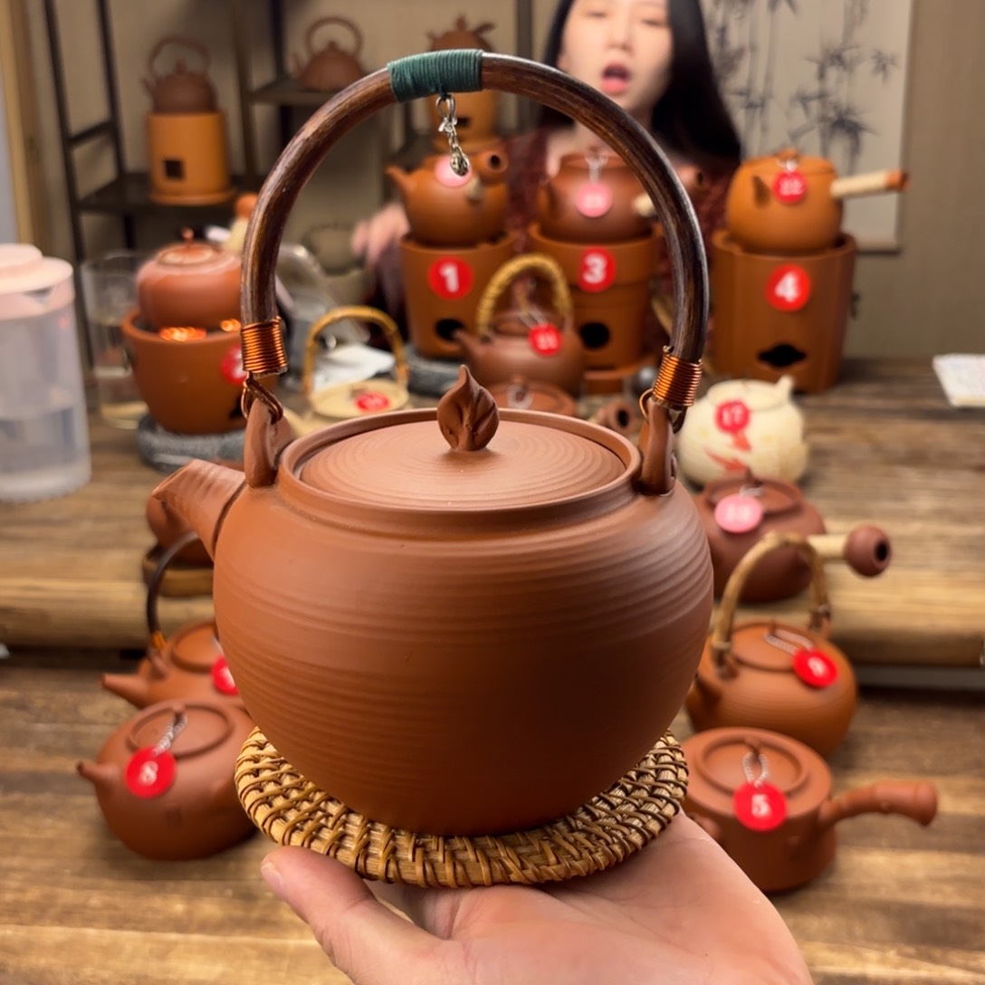 煮水煮茶甘甜 潮州砂佻壶 搭藤垫