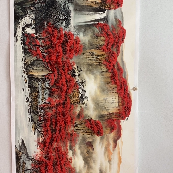 国画万山红遍小六尺横