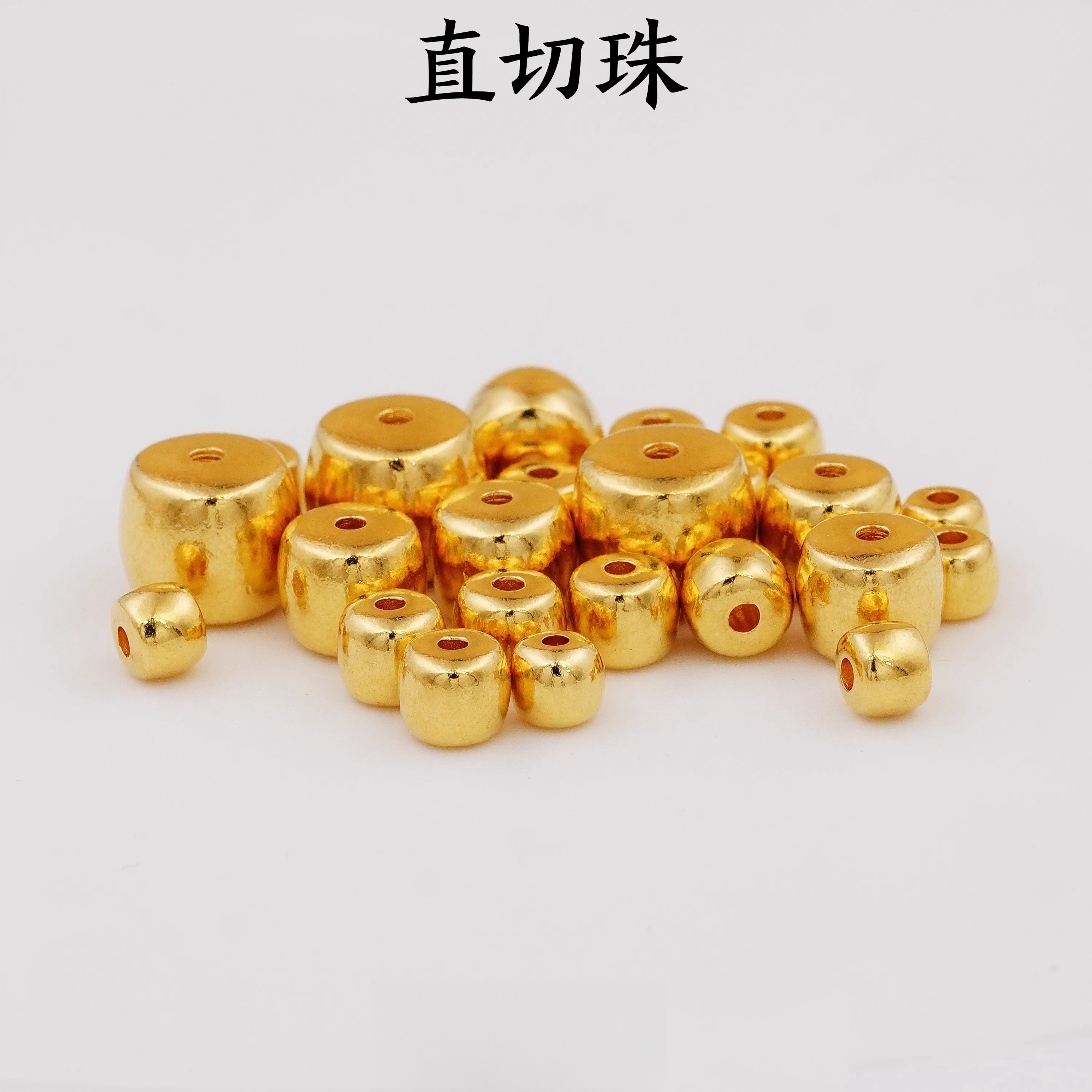 足银银制品 足银直切隔珠diy文玩配件镀金22K5D电铸不掉色