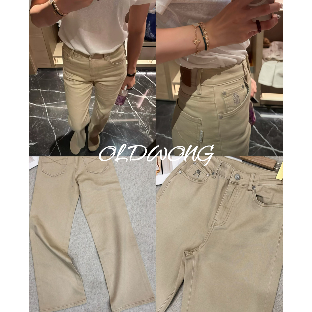 OLDWONG“老钱牛牛”BC重工水洗磨白复古老钱极简直筒牛仔裤