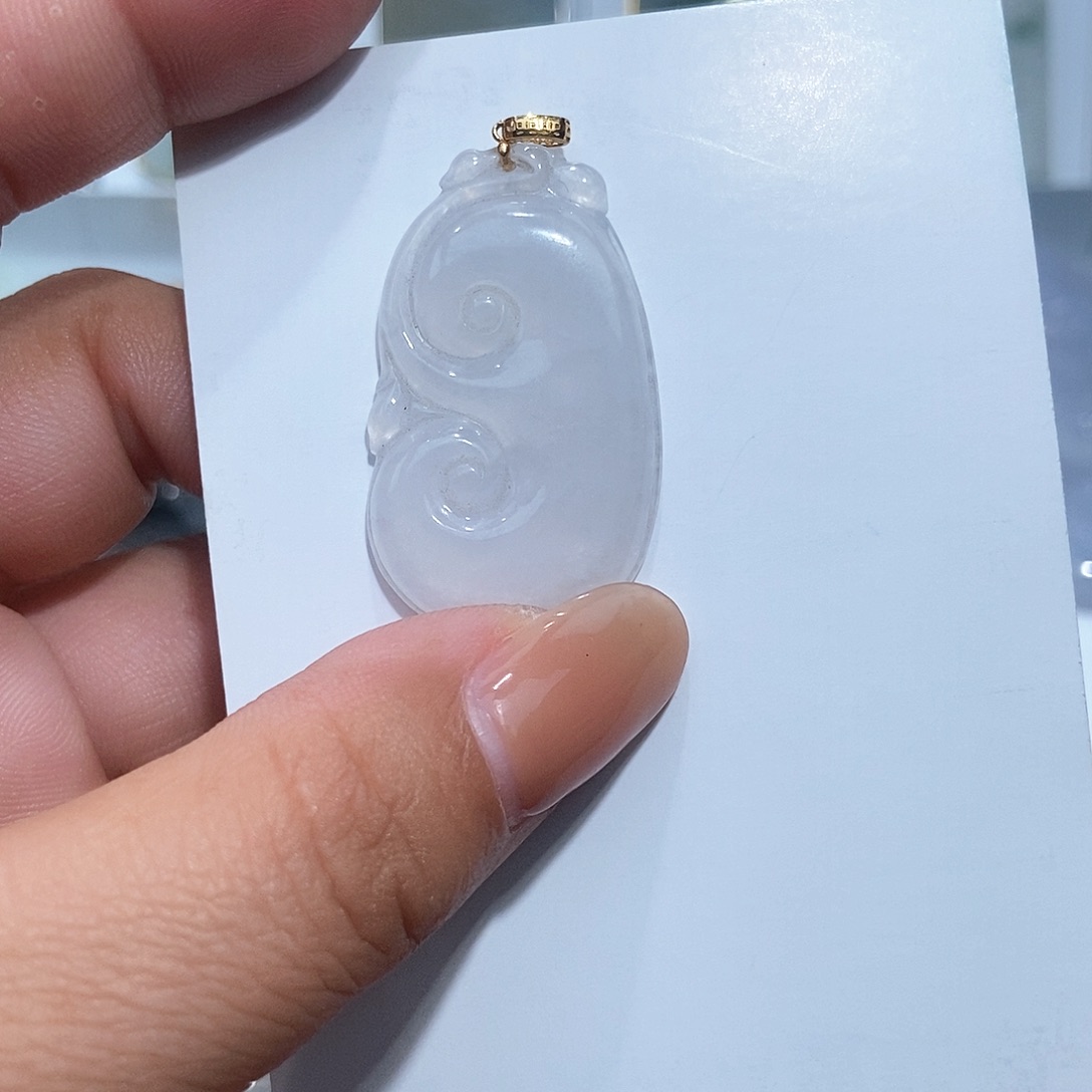 翡翠吊坠(不含链)18K金镶嵌