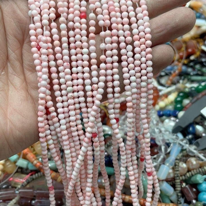 玛瑙/玉髓合金珠宝半成品一条3mm女贝