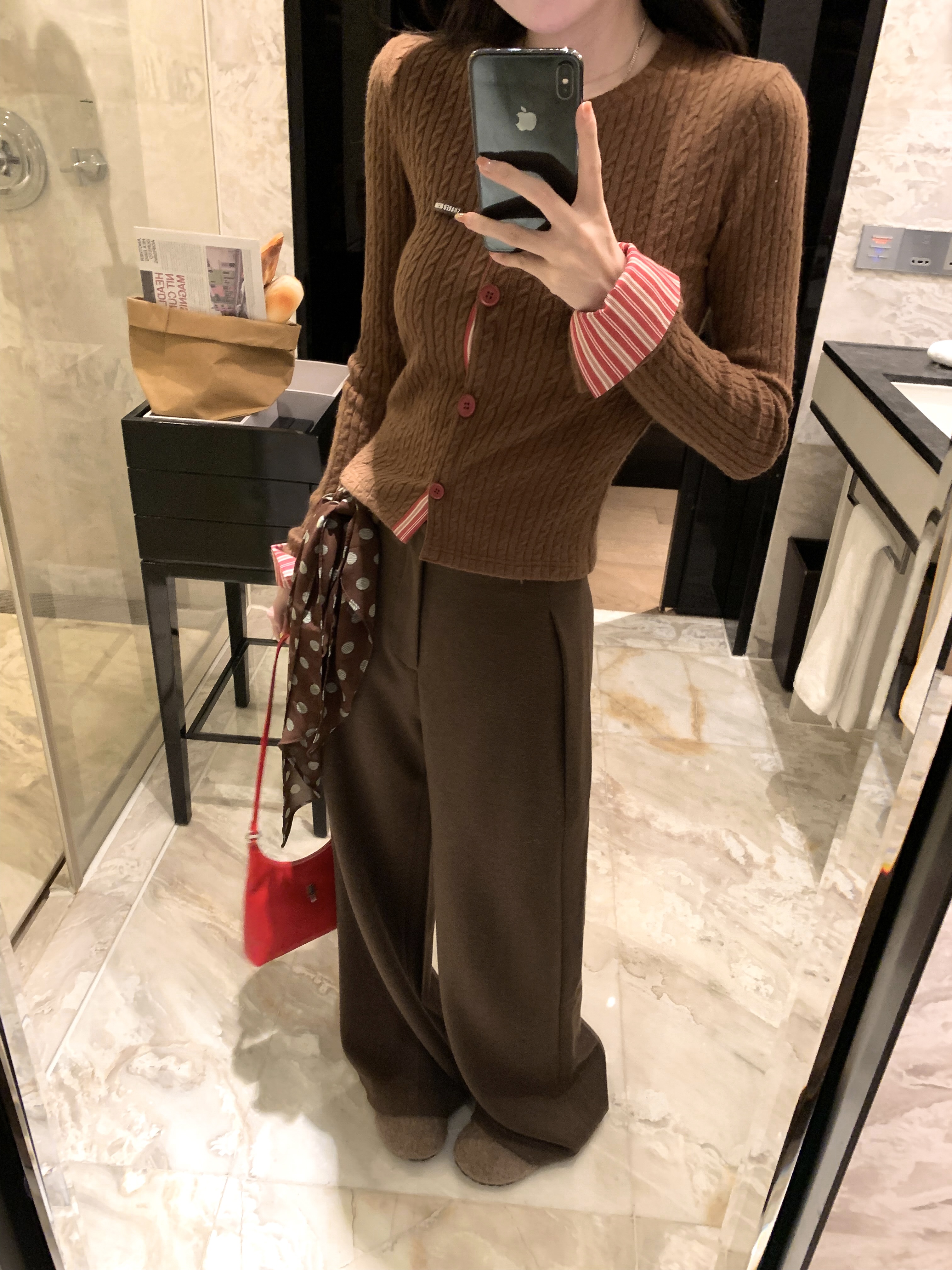 W1han 秋冬设计感韩版高腰直筒阔腿裤900048