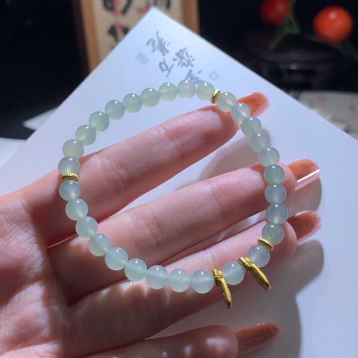 翡翠手串未镶嵌卡6冰晴绿