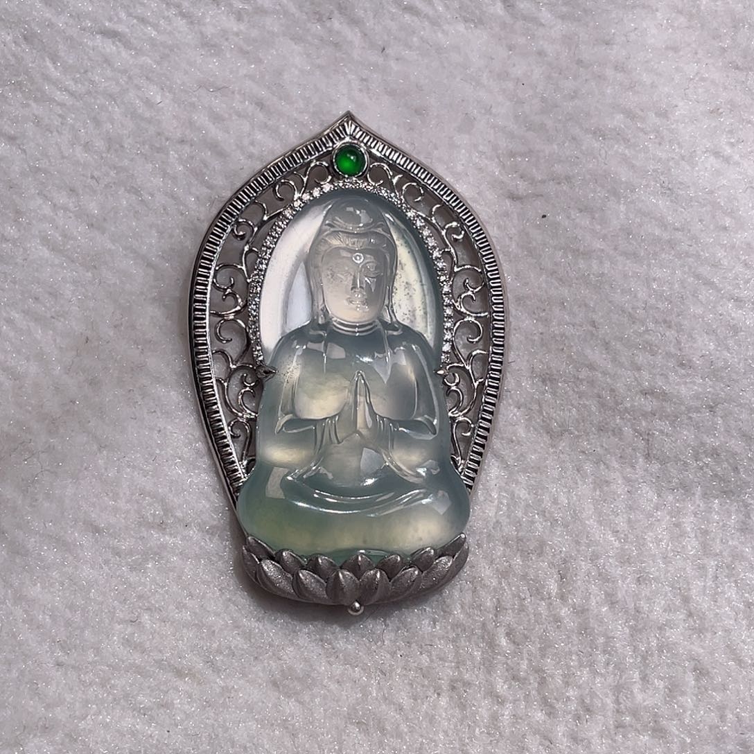 【闪购商品】翡翠吊坠(不含链)18K金镶嵌文*