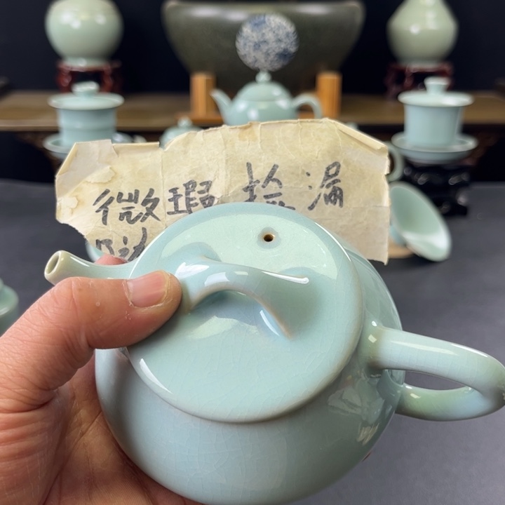 杯天青釉石瓢壶微瑕捡漏