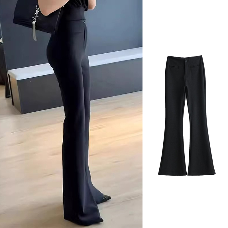 【秋款上新+现货+运补6-8】黑色微喇叭裤女秋季西装裤子高腰马蹄裤