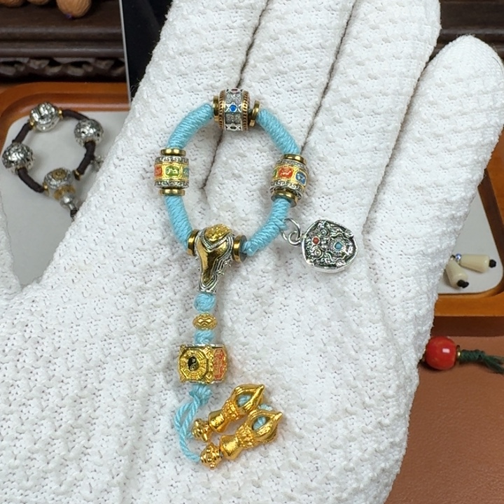 哇***偶铜合金太极鎏金色三通套