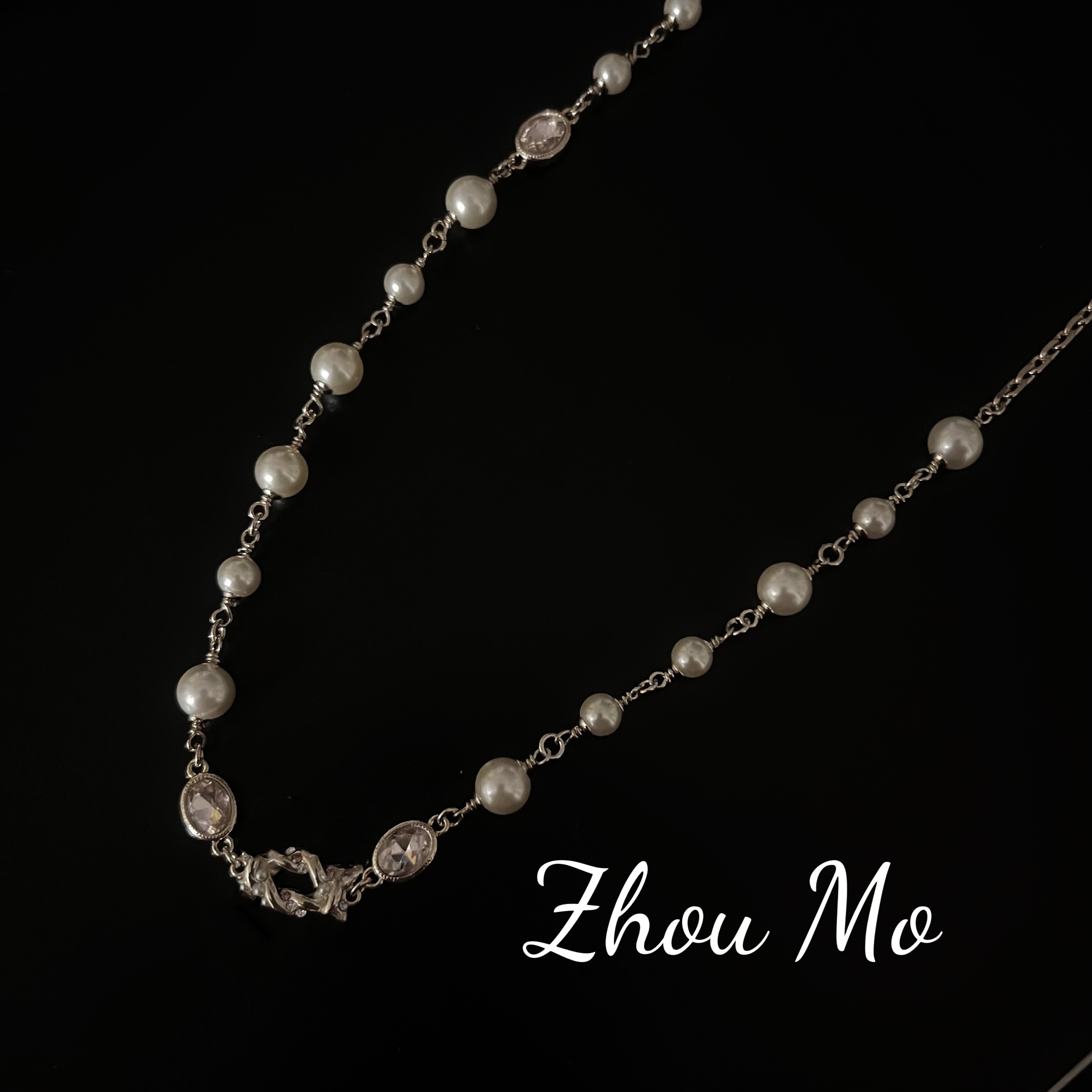 铜合金项链 【MOMO】重工珠珠粉紫色项链 B-214