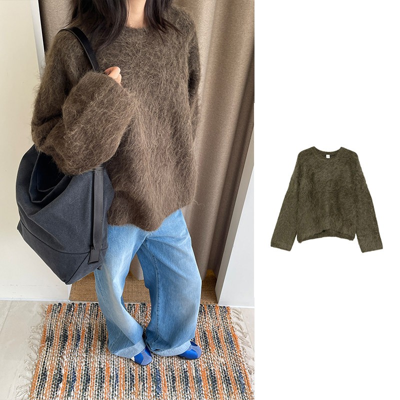 未使用 Totême 胡椒色羊驼绒针织毛衣 244-WRT873-YA0106-273