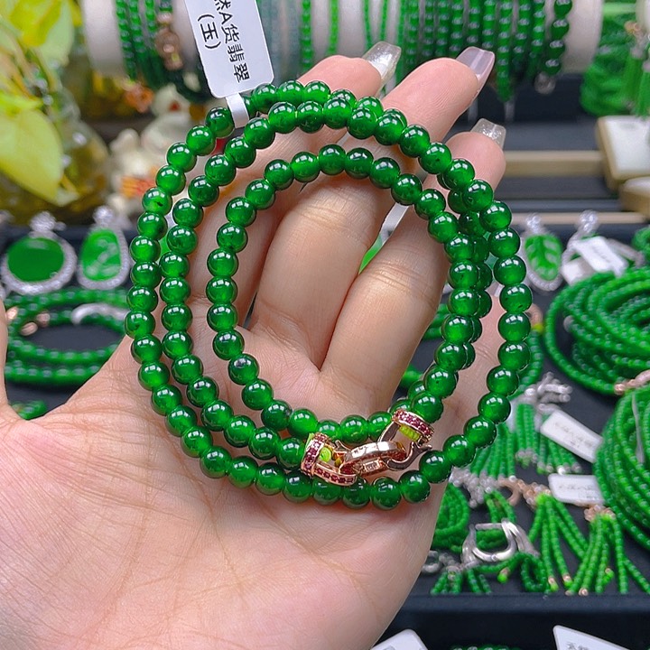 翡翠颈饰未镶嵌鱿**盟圆珠项链6