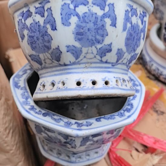 古***哥青花瓷器花盆2个包邮