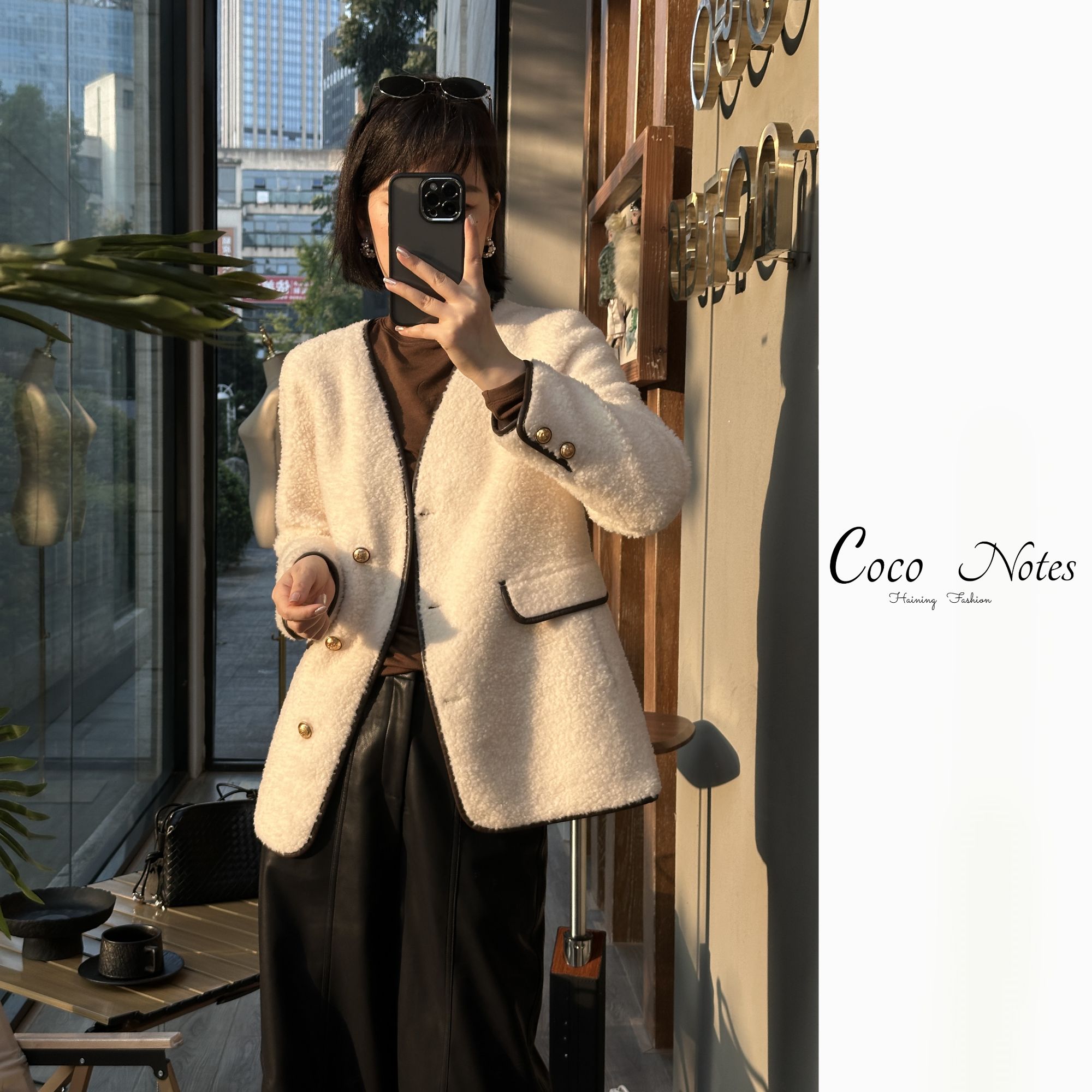 COCO NOTES 【英伦西服】P228春款全羊毛V领西服时尚简约羊羔毛外套