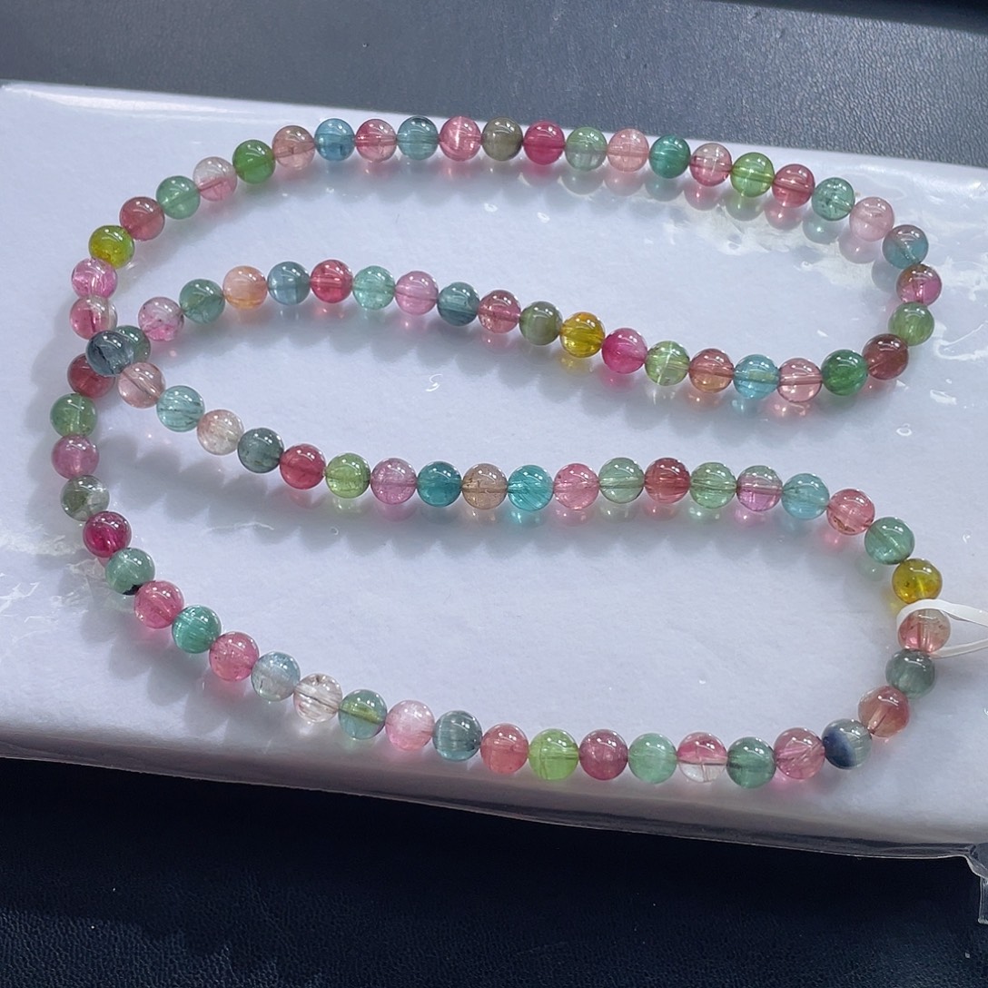 碧玺未镶嵌手链6.6mm左右