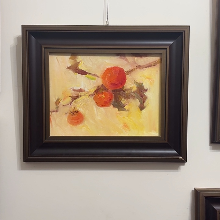 横款柿子作品家居挂画