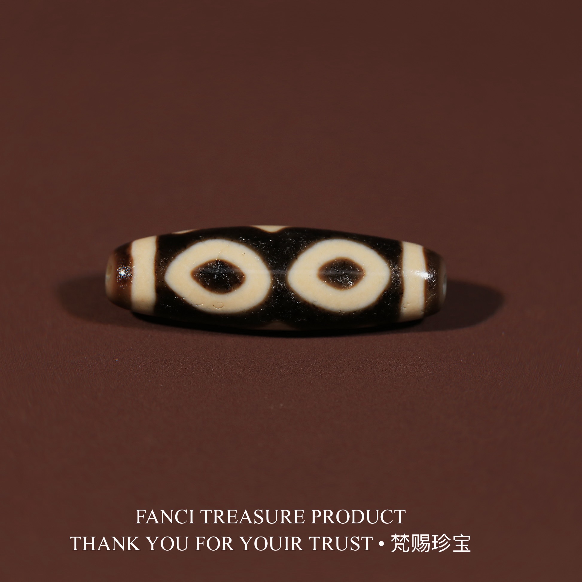 梵赐珍宝·【上肯老超顶料】一代老台湾佛三眼39.1x12.1mm天珠f