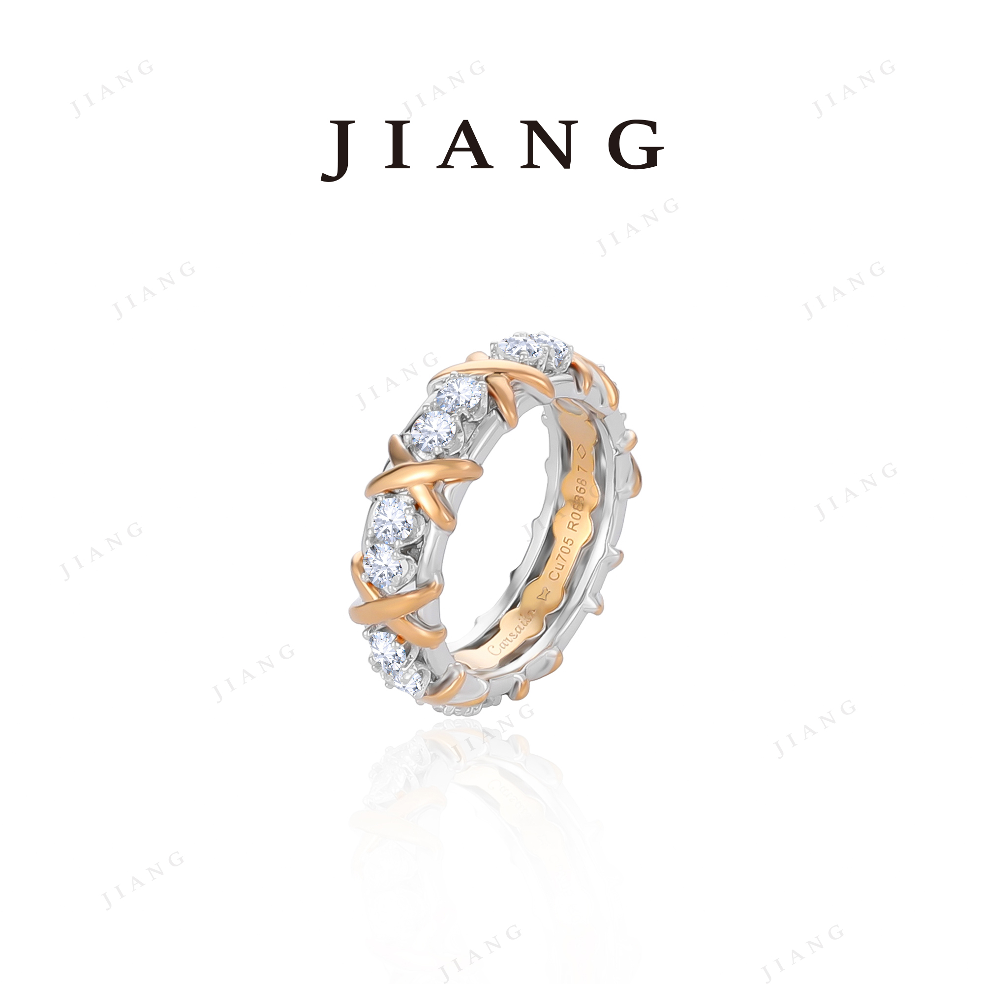 铜合金合成锆石戒指 CNC精工 X气质轻奢时尚戒指 4399