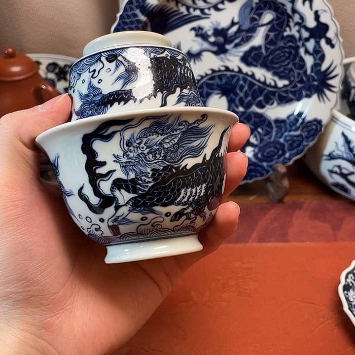 瓷片微瑕套组盖碗杯子