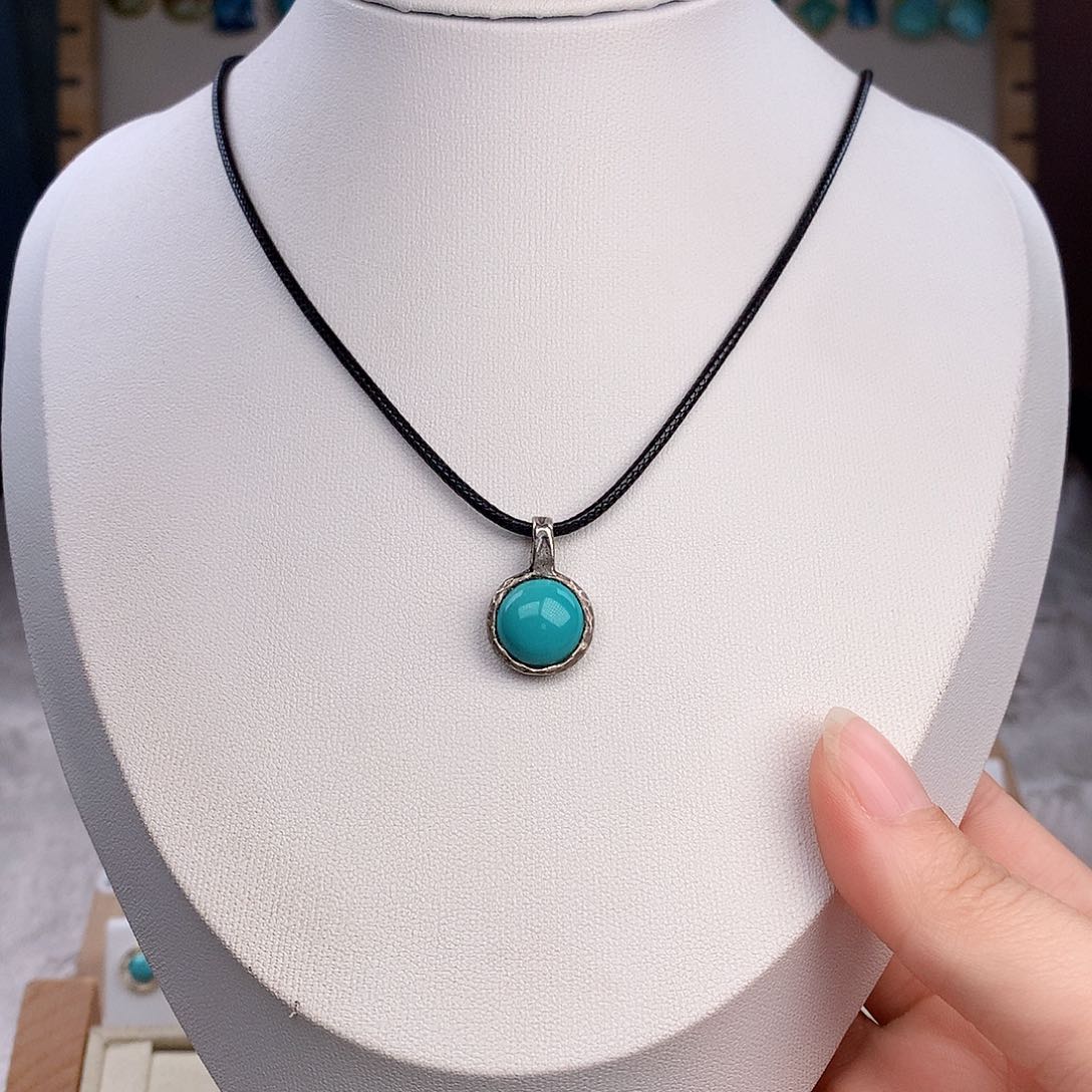 绿松石颈饰银S925镶嵌